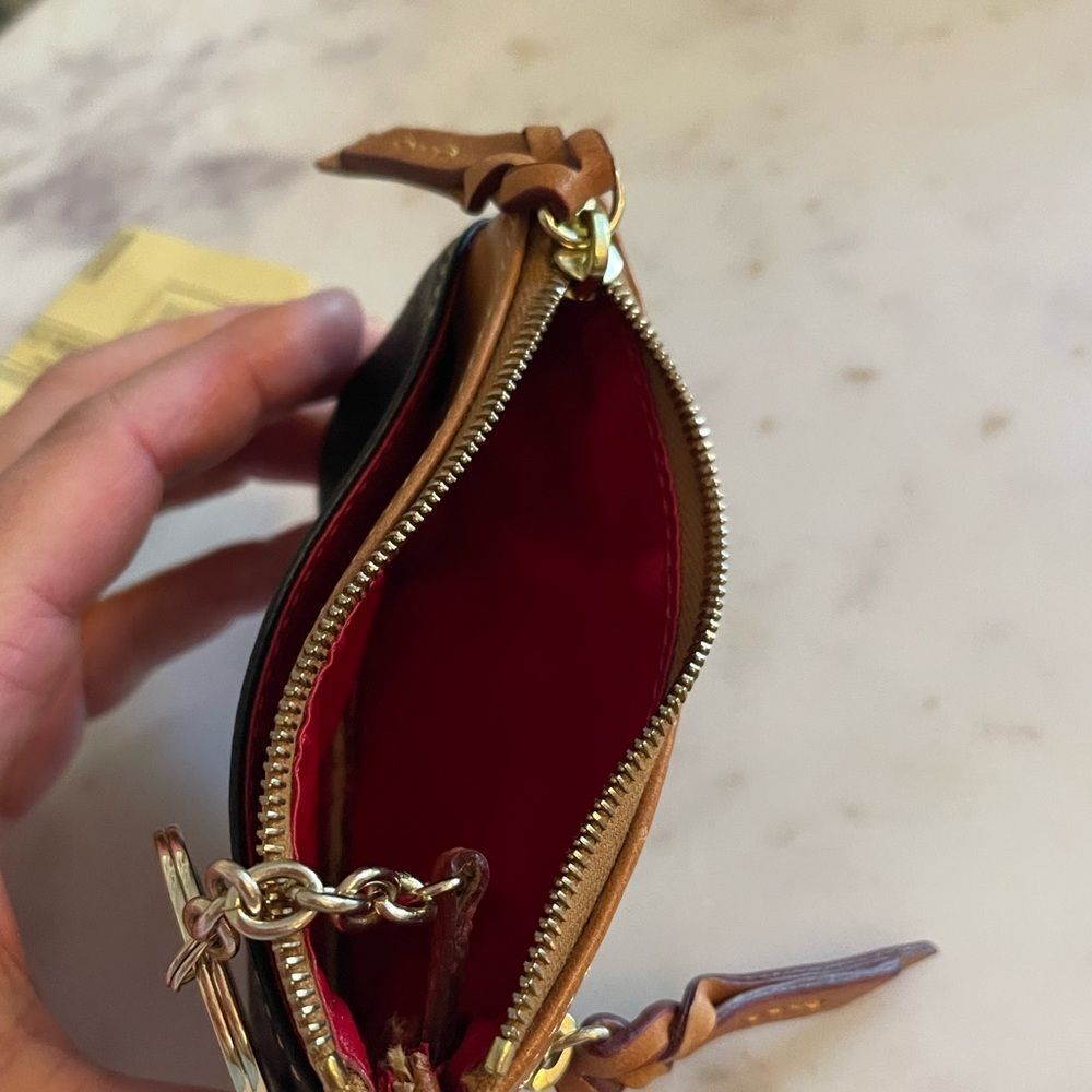 Dooney & Bourke Vintage Navy/Brown Card Key Holder Bag Charm - Picture 10 of 11